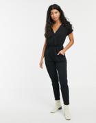 People Tree Short Sleeve Jersey Jumpsuit - Black