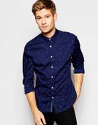 Esprit Shirt With All Over Print - Navy