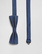 Asos Mini Bow Tie In Blue Texture - Navy