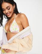 Asos Design Mix And Match Triangle Bikini Top In Mixed Ditsy Floral Print-multi