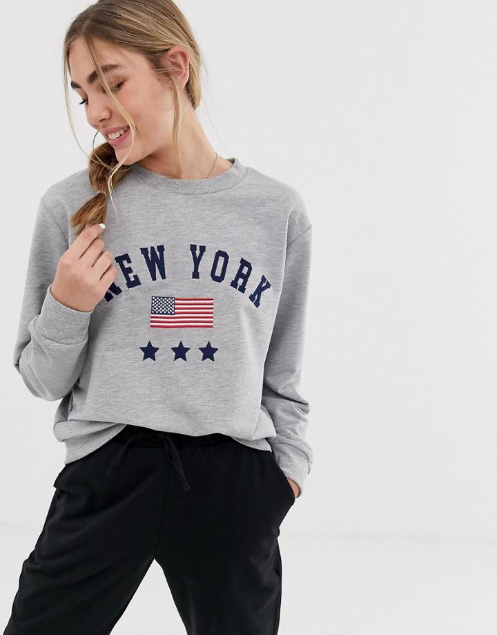 Asos Design Lounge New York City Sweat - Gray