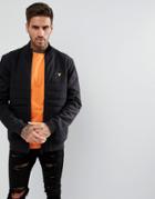 Lyle & Scott Wadded Funnel Neck Jacket In Black - Black