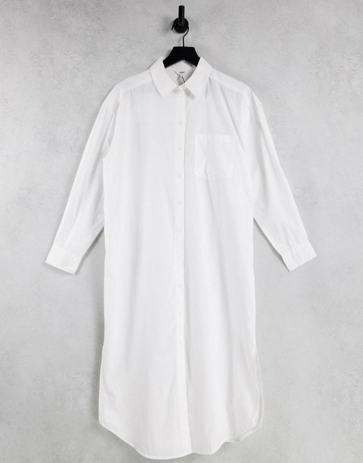 Object Organic Cotton Oversized Long Shirt In White