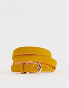French Connection Mustard Suedette Skinny Belt