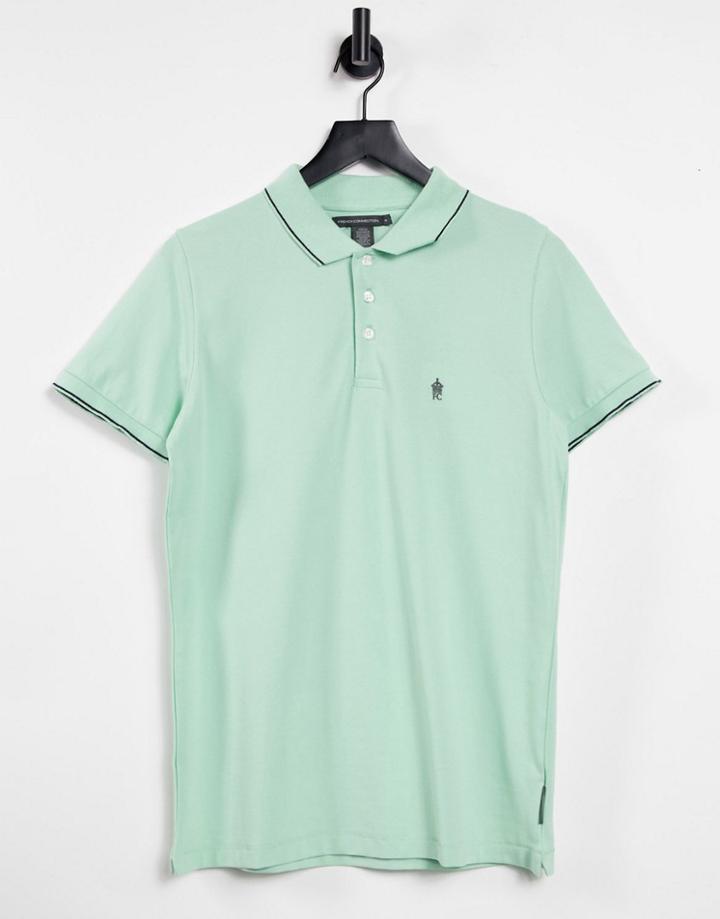 French Connection Single Tipped Pique Polo In Sage-green