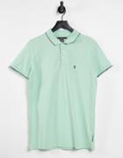 French Connection Single Tipped Pique Polo In Sage-green
