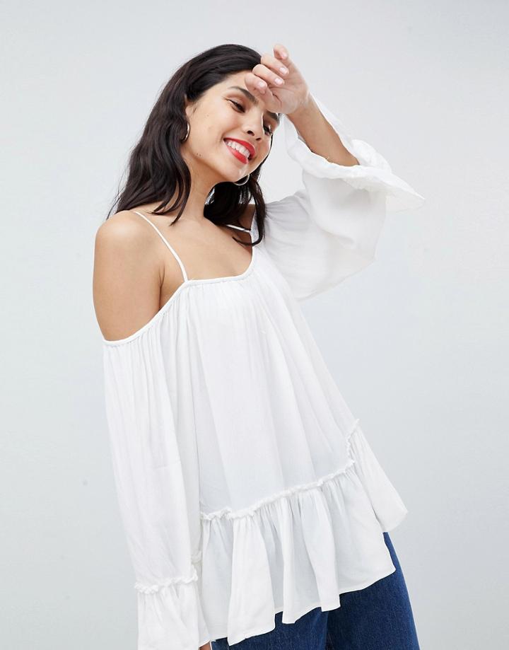 Vila Cold Shoulder Blouse - Cream