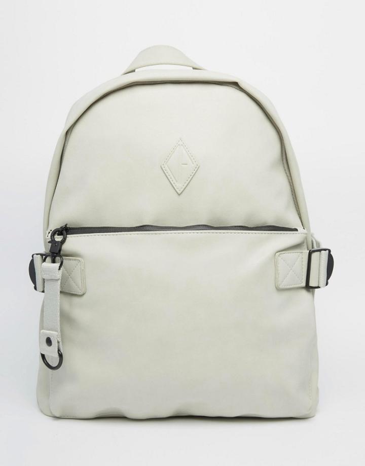 Dark Future Backpack With Front Pocket In Faux Nubuck - Gray