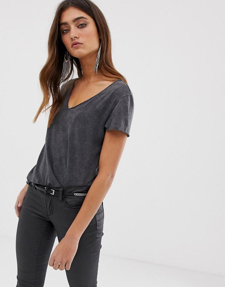 Allsaints Emelyn Budan Acid Wash Tee - Black
