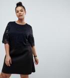 Asos Design Curve Lace Crop Top Scallop Mini Dress - Black