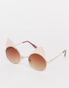 Jeepers Peepers Round Novelty Ear Sunglasses - Gold