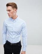 Asos Stretch Slim Formal Work Shirt With Easy Iron In Blue - Blue