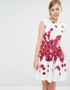 Closet Poppy Print Skater Dress With Tie Back - Multi