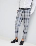 Asos Design Tapered Smart Pants In Light Gray Oversized Check - Gray
