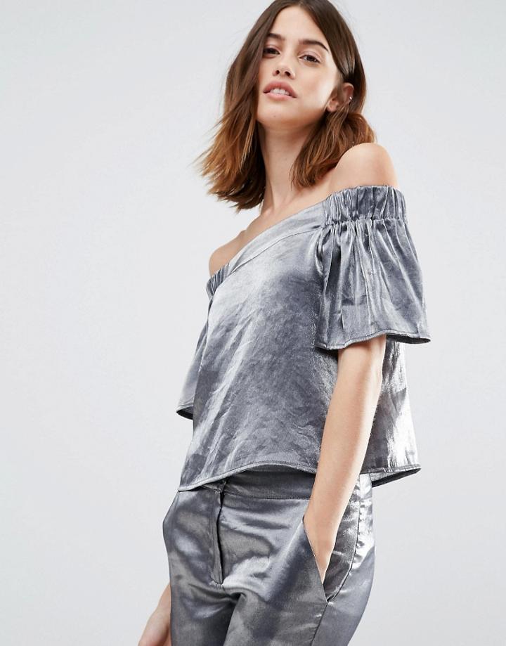 Vero Moda Off The Shoulder Top - Silver