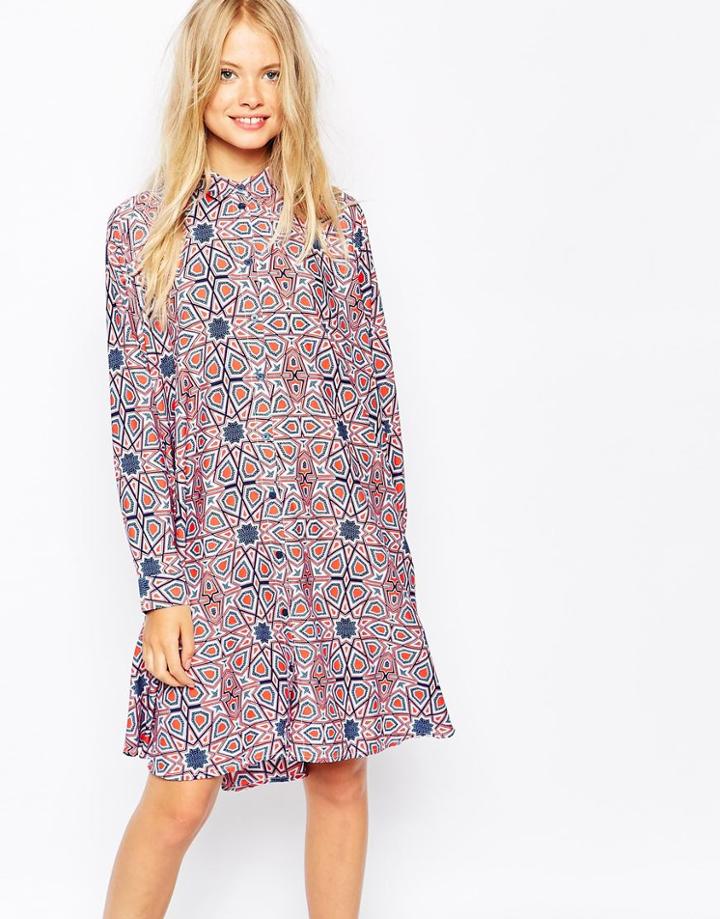 Monki Printed Shirt Dress - Multi