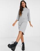 Jdy Sweatshirt Midi Dress With High Neck In Gray-grey