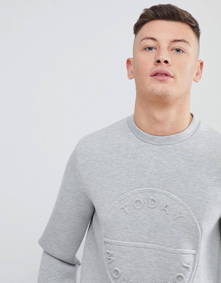 Only & Sons Embossed Scuba Sweatshirt - Gray