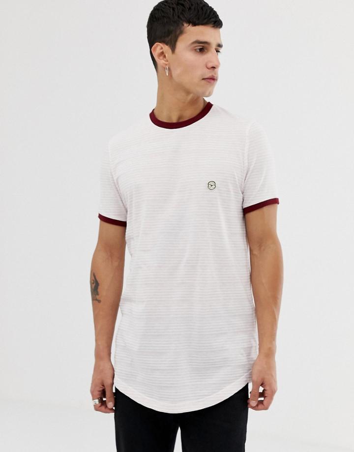 Le Breve Striped Ringer T-shirt-pink