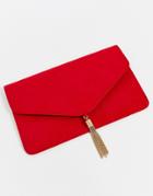Asos Design Tassel Clutch Bag-red