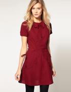 Asos Mini Dress With Scallop Pocket And Collar - Red