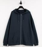 Asos Design Curve Organic Cotton Super Oversized Zip Through Hoodie In Charcoal-grey