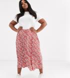 Glamorous Curve Button Through Midaxi Skirt In Vintage Floral-red