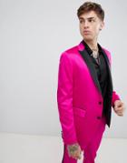 Asos Design Skinny Tuxedo Suit Jacket In High Shine Pink - Pink