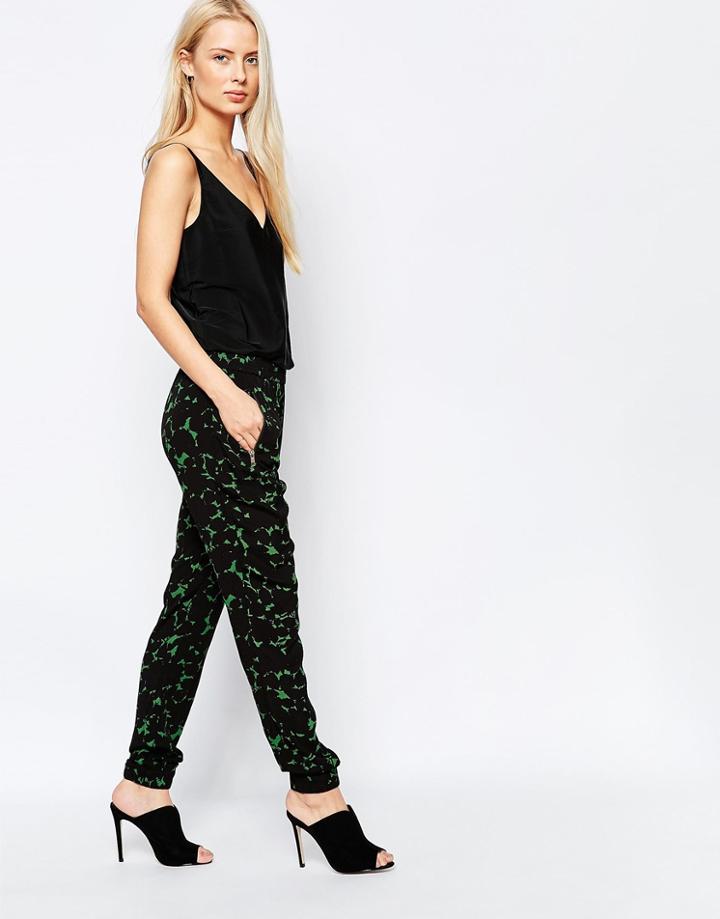 Ganni Rossmoor Crepe Green Print Pant - Juniper Flower