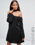 Missguided Tall Size Choker Neck Bardot Dress - Black