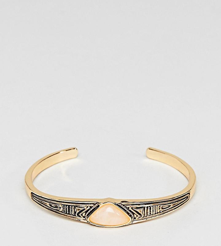 Asos Curve Engraved Stone Bracelet - Red
