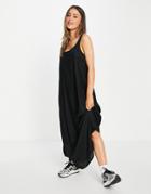 Asos Design Scoop Maxi Dress With Ruched Back In Black