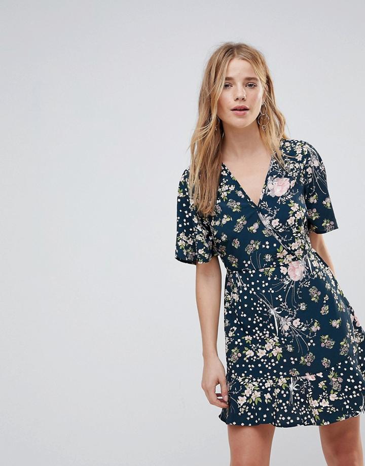 Band Of Gypsies Floral Wrap Dress - Multi