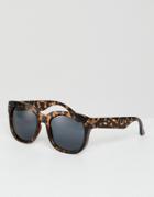 Asos Design Square Sunglasses In Tort - Brown
