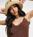 Stradivarius Cami With Lace Detail In Brown