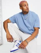 Asos Design Pique Oversized T Shirt In Washed Blue - Part Of A Set-blues