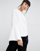 Asos White Foldover Detail Tunic Top And Bell Sleeve - White
