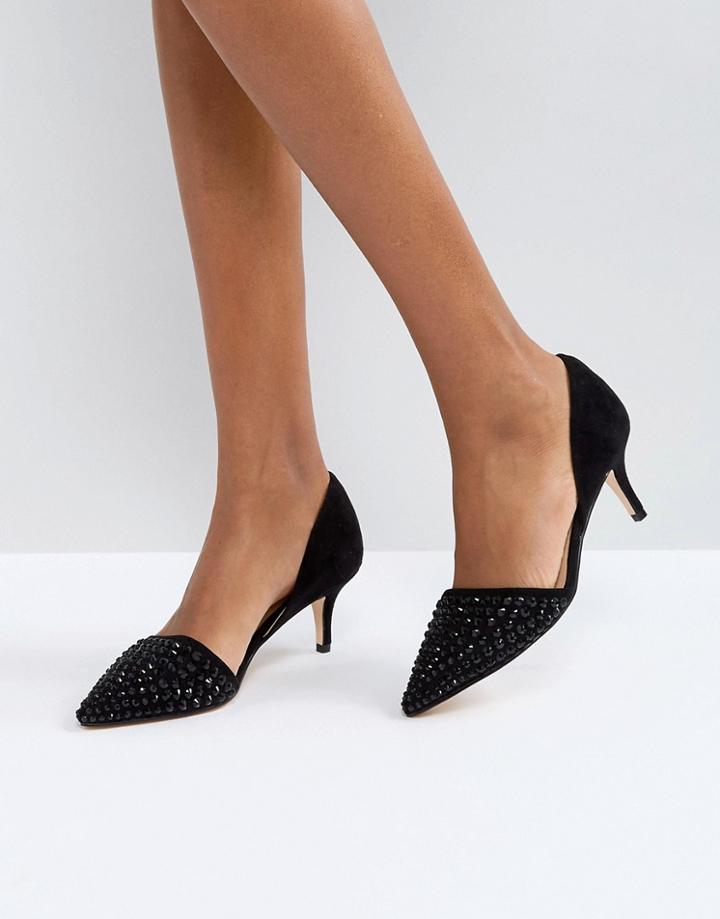Coast Hotfix Black Kitten Heel Shoe - Black