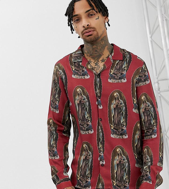 Heart & Dagger Revere Shirt With Mary Repeat Print - Red