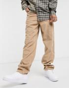 Asos Design Baggy Corduroy Jeans In Tan-brown