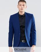 Only & Sons Skinny Lapelless Blazer With Stretch - Blue