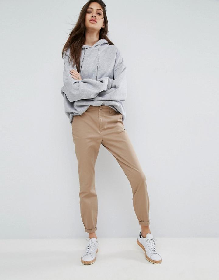 Asos Skinny Chino Pants With Roll Up - Beige