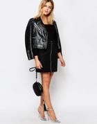 Oasis Zip Front Mini Skirt - Black