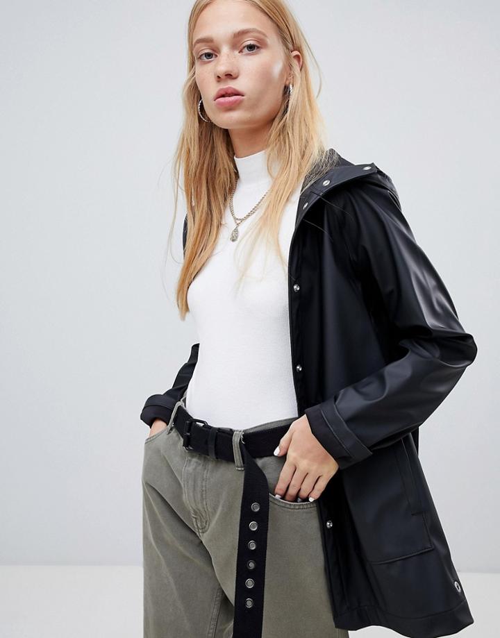 Herschel Classic Hooded Waterproof Jacket In Black - Black