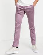 Twisted Tailor Suit Pants In Mauve Satin-purple