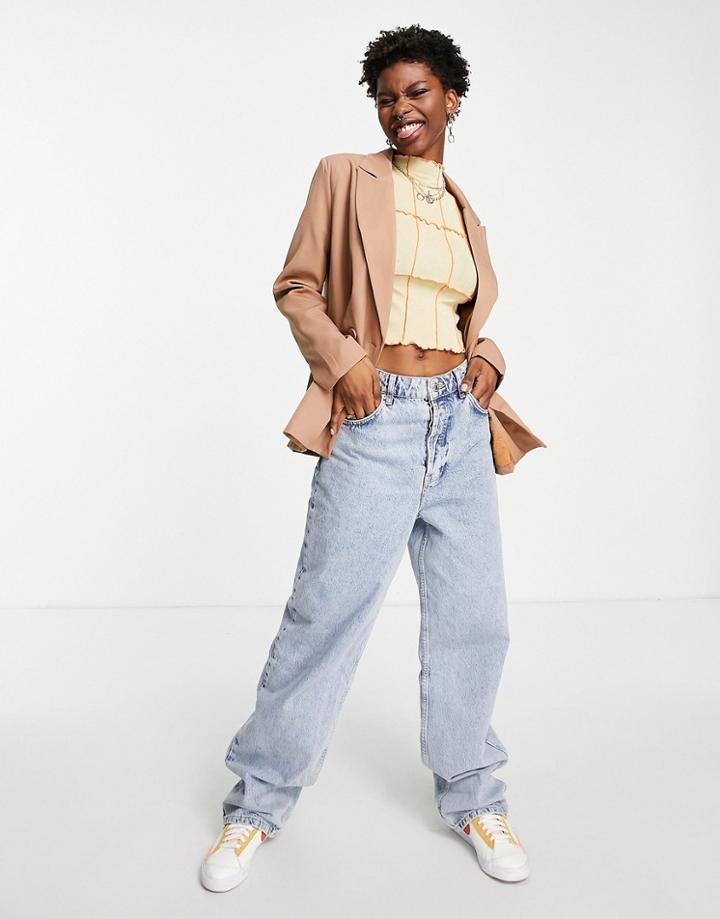 Heartbreak Oversized Double Breasted Blazer In Camel-brown