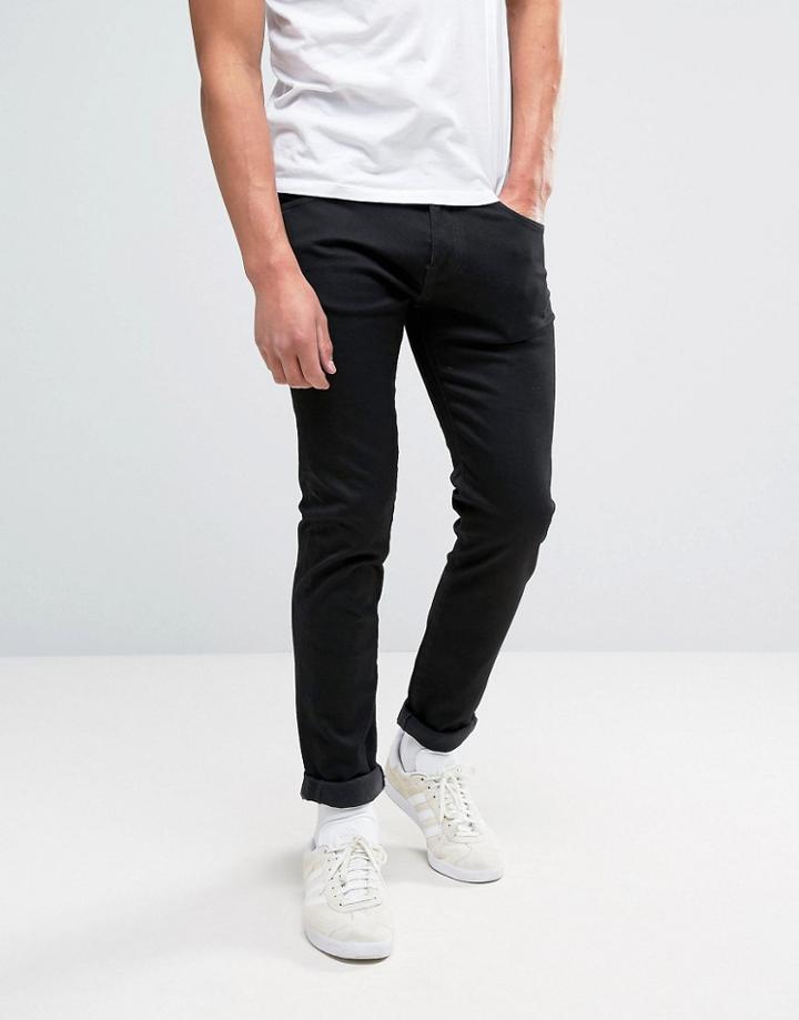 Edwin Ed-85 Slim Stretch Tapered Drop Crotch Jean Black Wash White Selvage - Black
