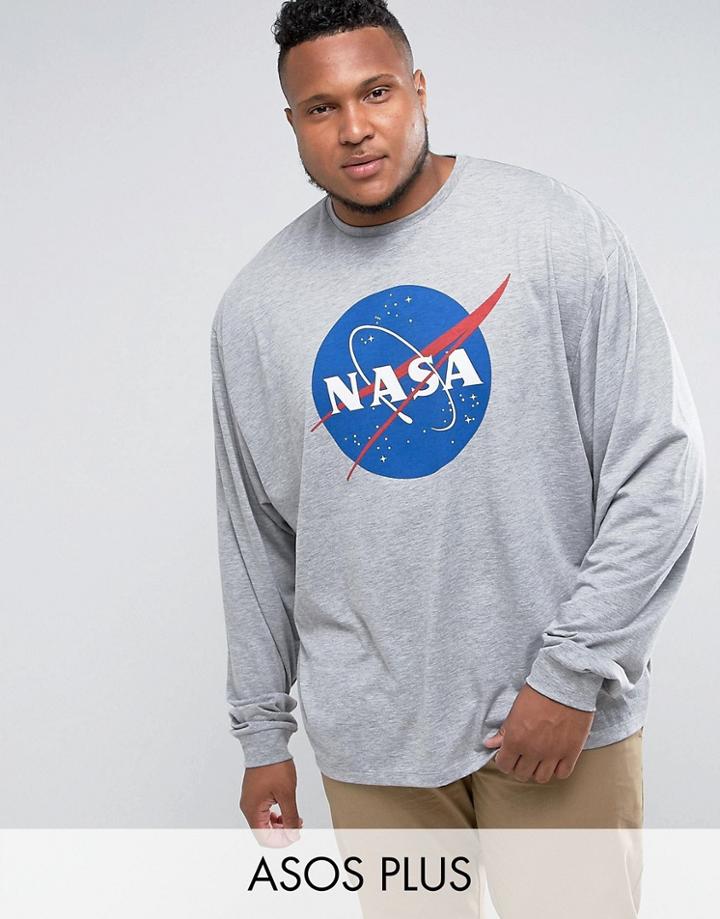 Asos Plus Nasa Oversized T-shirt With Batwing - Gray