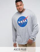 Asos Plus Nasa Oversized T-shirt With Batwing - Gray