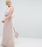 Tfnc Plus Wedding Sateen Bow Back Maxi Dress - Pink